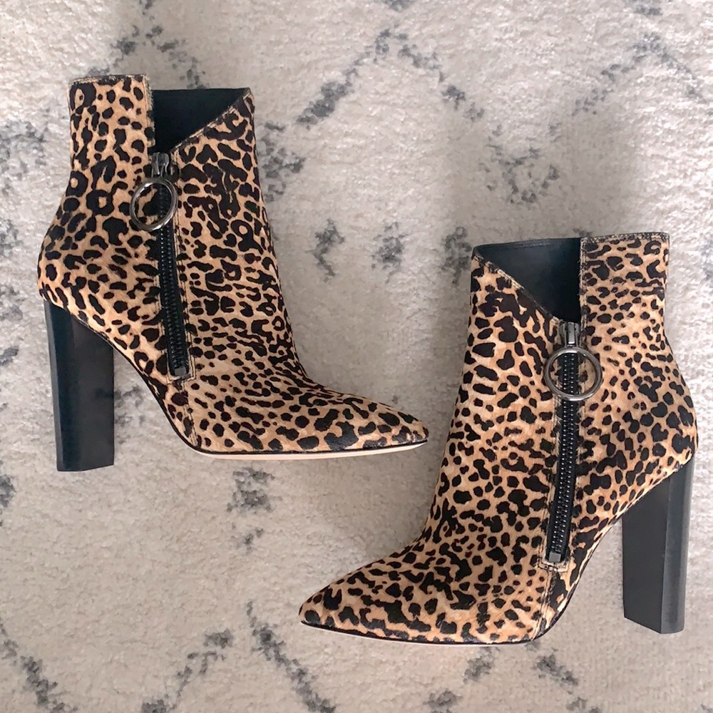 NWOT PAIGE Leopard Heeled Booties